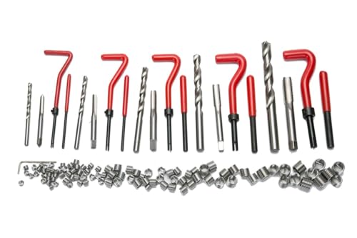 8MILELAKE 131pcs Helicoil Thread Repair Kit, Metric Helicoil Kit with HSS Drill Bits Inserts Taps Break Off Tools in M5 M6 M8 M10 M12 Sizes