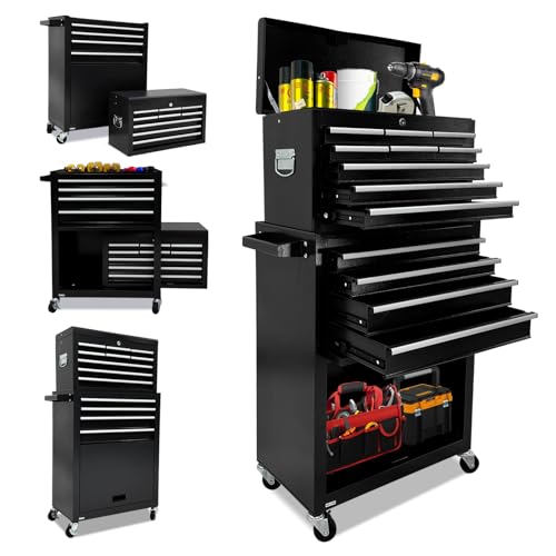 Rolling Tool Chest,13-drawer Tool Box Organizer with Wheels,Large Tool Storage Cabinet with Sliding Drawers,High Capacity Tool Chest with Locking System (Black)