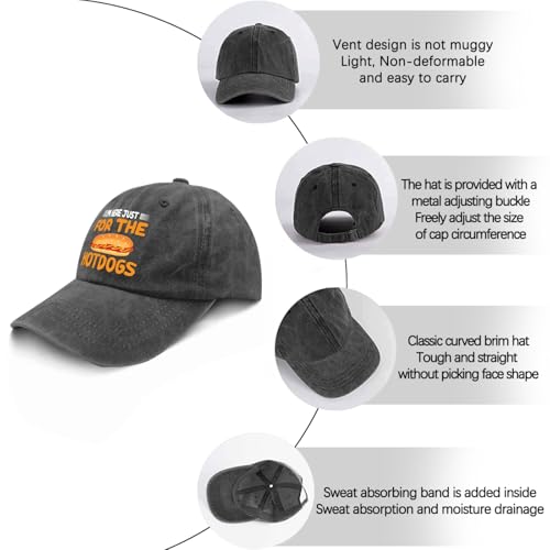 Image of I'm JUST HERE for The Hotdogs Hats for Men Baseball Caps Trendy Washed Workout Hats Light Weight
