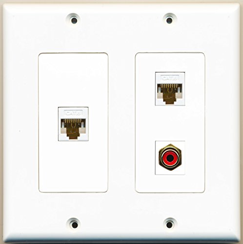 RiteAV - Placca Da Parete Cat6 RCA Bianca (Keystone, Femmina-Femmina)