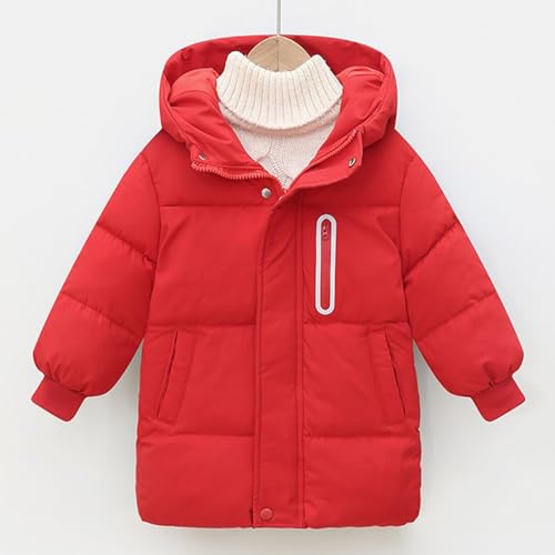 Boys Girls Snow Coats Reflective Thickened Padded Hooded Warm Winter Long Jackets Outdoor Overcoat 4-14 Years4
