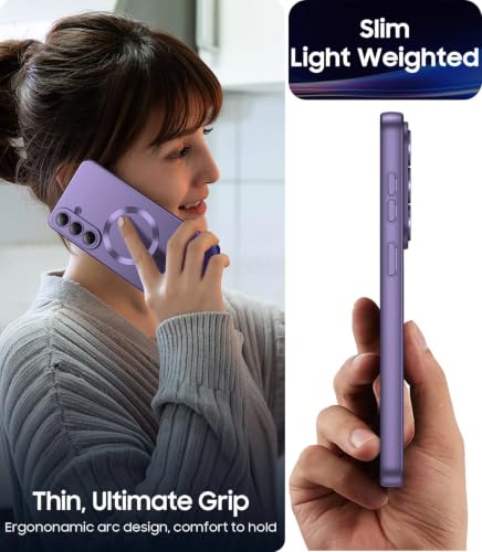 Image of DIZORO Compatible with Samsung S26 Case, Compatible with Mag Safe, Matte Luxury Metallic Luster Flexible TPU Wireless Charging Shockproof Case with Camera Protector Desert Violet