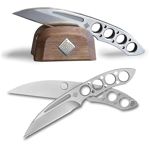 OCASO - Duo Desk Knife, Multi-Purpose Letter Opener with Dual Magnetic Knives, includes Walnut Stand, Wharncliffe Blade Shape 80DKW Cover