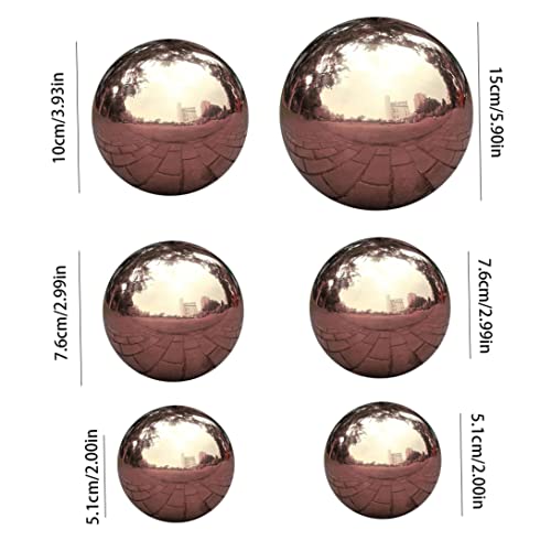 Bola esférica para jardín Xweptuy, juego de 6 esferas de acero inoxidable con espejo pulido 5