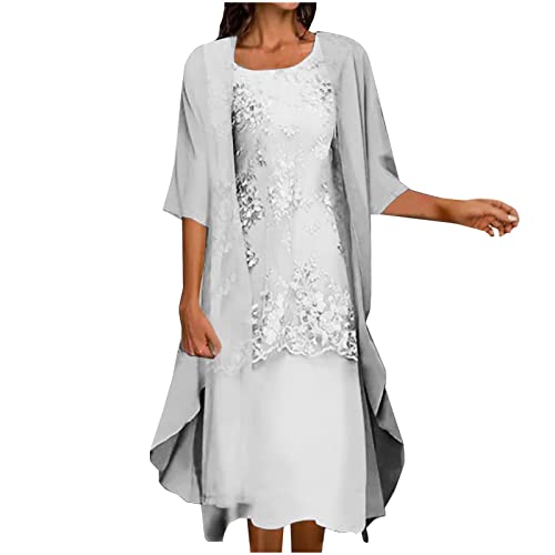 Robe Élégante pour Femmes Grande Taille pour Mère de la Mariée, Ensemble de Robe de Mariage pour Invitée en 2 Pièces, Robes de Cocktail et de Fête +...