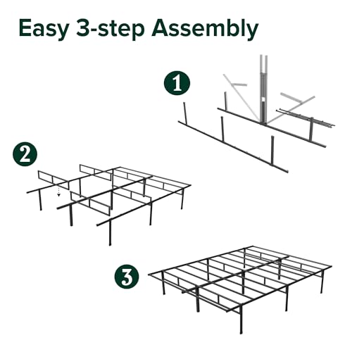 Image of Zinus Justin King size Bed frame - Bed 150x200 cm - 36cm Height - Metal bed frame with Underbed storage and steel slat support - Black