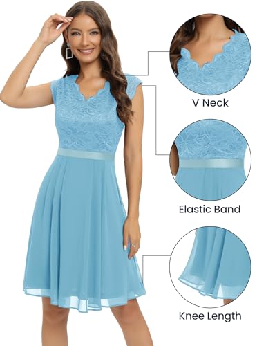 Image of Dressystar Women's V Neck Sleeveless Lace Bridesmaid Dress Wedding Party Gown