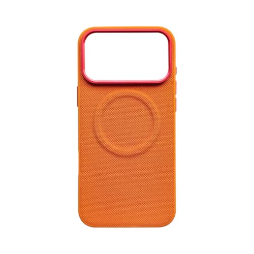 Coque rigide cuir iPhone 17 Pro Max magnétique antichoc orange lux