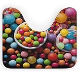 RTSEBVN Tapis de salle de bain doux absorbant l'eau, tapis de salle de bain antidérapant, couleur bonbon, tapis de toilette en forme de U pour salle de bain et chambre à coucher