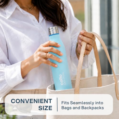 Image of CELLO Gem Stainless Steel Water Bottle for Daily Use 900 ml Blue | Easy to Carry & Clean, Rust Proof Leak Proof Freezer & Fridge Safe Single Wall Steel Water Bottle for School Kids, Travel & Office