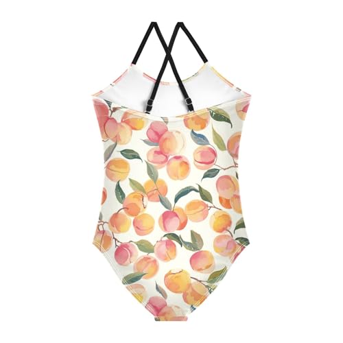KLL Watercolor Peaches Girl One Piece Swimsuit Beach Swimming Suits with Adjustable Straps Cute2