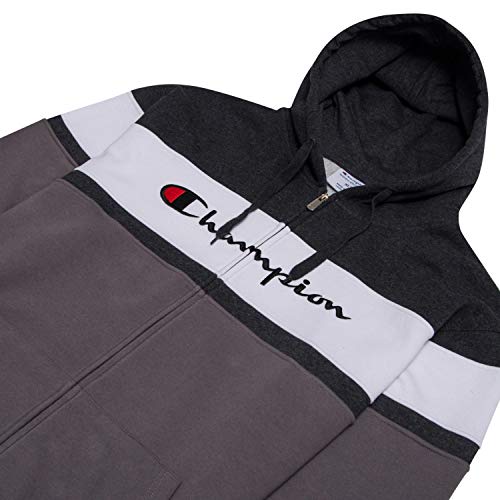 Champion Big and Tall Mens Color Block Full Zip Hoodie with Embroidered Logo – Ansicht 2