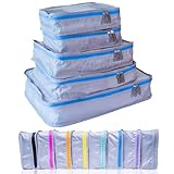 MUMI Packing Cubes – 5-Piece Compression Packing Cubes for Travel, Luggage Organizers for Suitcases, Carry-On Bags, Backpacks, and Duffel Bags – Space-Saving Travel Essentials - Blue