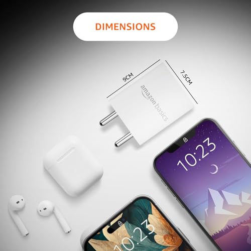 Image of Amazon Basics 18W Quick Charge 3.0 Wall Charger | USB Port | BIS Certified | Fast Mobile Charger for Android, TWS, Headphones & Power Banks, White