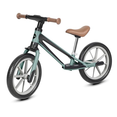 Olmitos - Bicicleta de Equilibrio para Niños hasta 30kg Lima | Segura y Ajustable | Manillar con Giro Limitado, Neumáticos EVA y Asiento Regulable. Muy Ligera 3,2kg (Menta)