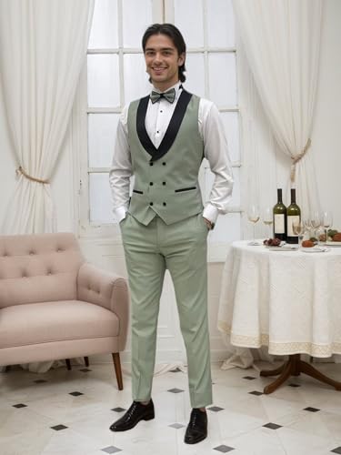 Men Suits 3 Piece Blazer Vest Pants Formal Wedding Groom Tuxedos Slim Fit Casual Prom Party Dress Suits4