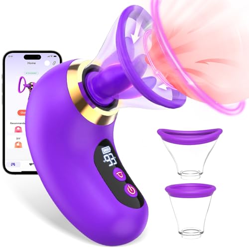 Hands Free Nipple Sucking Sensory Toys Woman, Tongue Licker & 3X Suction & 9X Vibration Mode, Clitotial Stimulator Tool YM06* (Purple)