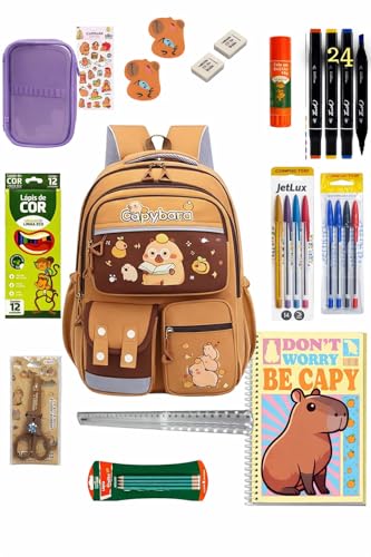 Kit Material Escolar Capivara Completo Personalizado Capybara Infantil Escolar