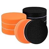 IROKCAKPT スポンジバフ 125mm ポリッシャー バフ 6個セット 車磨き用 仕上げ 研磨スポンジ マジックテープ 超細粒子の柔らかウレタン 曲面研磨アダプター(3個オレンジ + 3個ブラック)