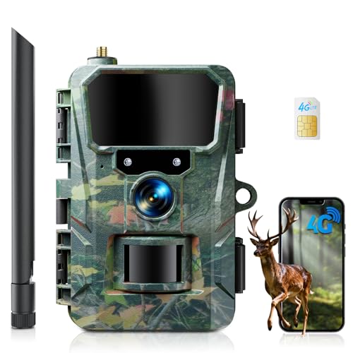 WOLFANG Fototrappola 4G con SIM, 2K 48MP HD Fotocamera Caccia con Infrarossi...