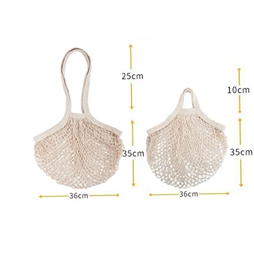 2 Pcs Fashion Cotton Handbag Lightweight Mesh Bag for Shopping Beach and Travel Portable Tote with Soft Handles for Easy Carrying2