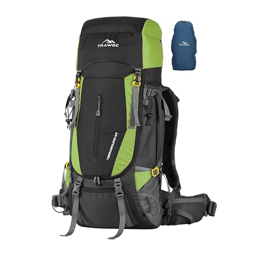 Image of TRAWOC TERRABOUND 60 Liter Camping Backpack Trekking Hiking Ruckssack Travel Bag Front & Top Loading Laptop /Rain Cover /Shoe Compartment, HK014