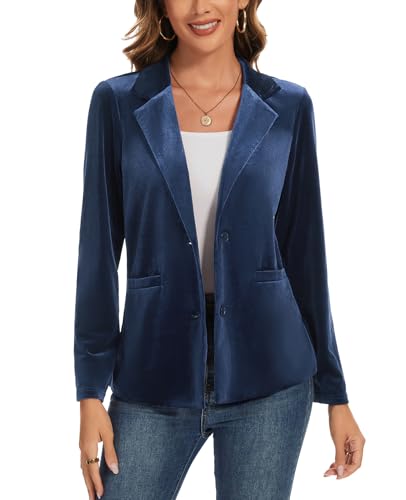 Kyzoeyou Blazer da donna in velluto, casual, a maniche lunghe,