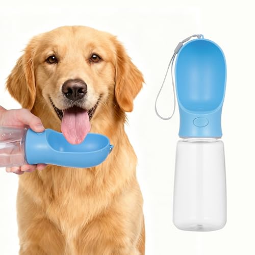 BARGAIN FACTORY Dog Water Bottle Lightweight Leak Proof Portable 550 ML Water Dispenser with Drinking Feeder for Pets Outdoor Walking Hiking Travel Food Grade Plastic For Pets (Blue)