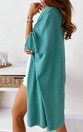 Cardigã feminino Abeaicoc de manga comprida tricotado frente aberta cor lisa suéter para uso externo