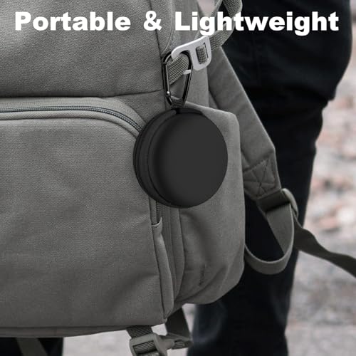 Image of Round Earbud Case Portable EVA Carrying Case Storage Bag Cell Phone Accessories Organizer with Carabiner for Earphone, Earbud, Earpieces, SD Memory Card, Camera Chips,Black