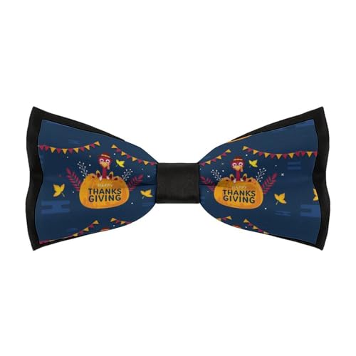 JYYAU Thanksgiving Turkey Maple And Pumpkin Bow Tie Adjustable Necktie For Men Business Fashion Pre-tied Tie Neckwear Novelty Accessory For Weddings Party Festival