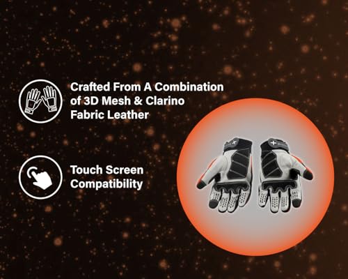 Image of Axor Airstream Riding Gloves Providing Enhanced Grip and Impact Protection with Touchscreen Functionality and an Adjustable Fit-Black Orange-XL