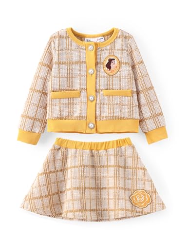 Image of Disney Frozen Elsa Minnie Princess Girl Outfit Knit Top & Tweed Skirt Set 2-13Y