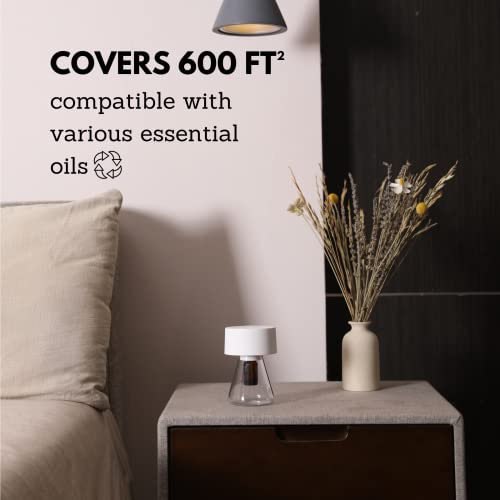 Loxim Twilight Aromatherapy Diffuser - Nebulizing Technology For Essential Oils, Full Spectrum Oil Adaptability, Optional Led Light, Waterless, Super Quiet, Portable, Cordless, Battery Operated-White #TOP5