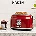 Haden Dorset 2 Slice Wide Slot Stainless Steel Toaster with Adjustable Browning Control & Non-Slip Feet, Putty & Chrome