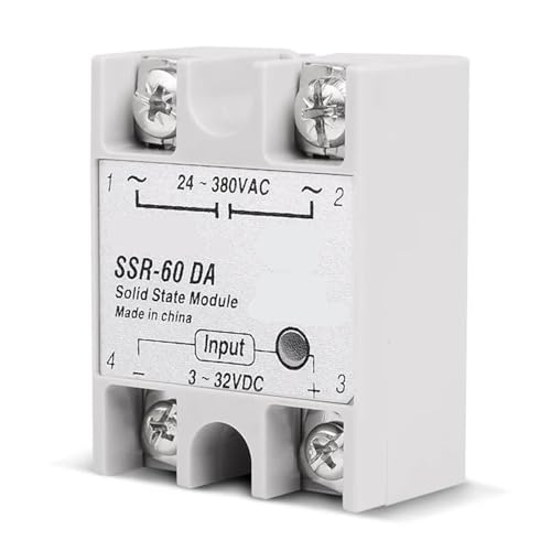 Relé de estado sólido SSR 60DA input 3-32V CC output 24-380V CA con cubierta industrial 4