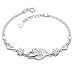 Live Future 925 Long Sterling Silver Necklace Hearts are Linked Together Hand Catenary for Women Girls (Silvery)