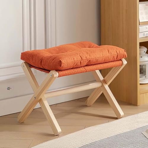 Repose-pieds pliable tabouret bois velours amovible salon - 2