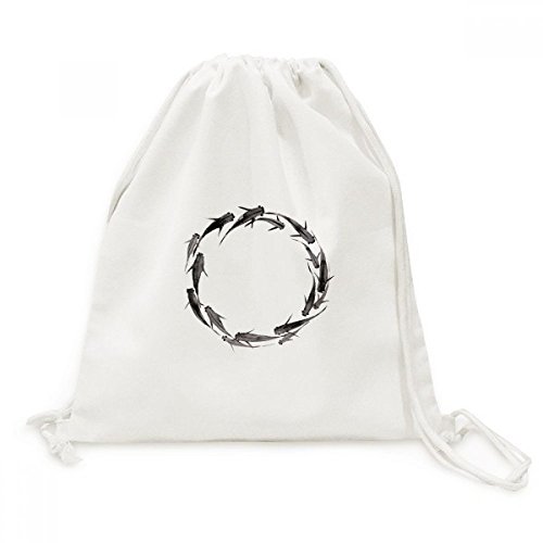Sac en toile carpe noire poisson chinois léger et pratique