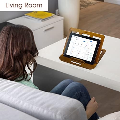 SAMDI Wooden Laptop Stand, Adjustable Tablet Stand, Ergonomic MacBook Cooling Stand, Universal Notebook Laptop Holder, for 11"-14" Stand (A-Black Walnut)