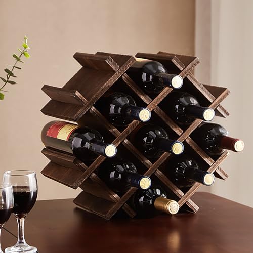 Soporte para 9 Botellas de Vino de Madera Maciza miniatura 6