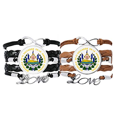 Pulsera de cuero de San Salvador con emblema nacional detallado y acabados artesanales únicos