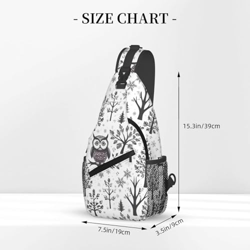 Mochila bandolera con estampado de ramas de búho miniatura 3