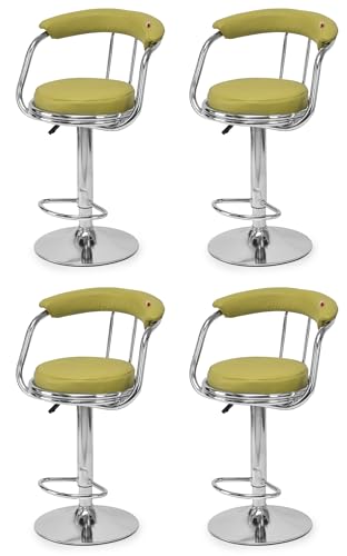 Image of GOYALSON Classic Height Adjustable and Revolving Bar Stool Kitchen Chair (4, Green)
