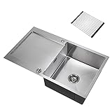 amazon spülbecken 50 cm 𝙍𝙚𝙫𝙚𝙧𝙨𝙞𝙗𝙡𝙚 𝙀𝙞𝙣𝙗𝙖𝙪𝙨𝙥𝙪̈𝙡𝙚: Tropffläche kann nach rechts oder links ausgerichtet werden. Beide Löcher sind für den Wasserhahn und Ablauffernbedienung vorgebohrt.