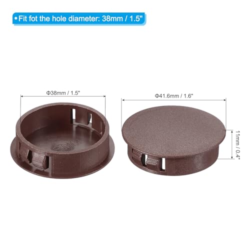 Image of PATIKIL 1.5 inch /38mm Plastic Hole Plugs, 20Pcs Flush Type Round Hole Plugs Cover Snap in Locking Hole Tube for Table Kitchen Cabinet Furniture, Dark Brown