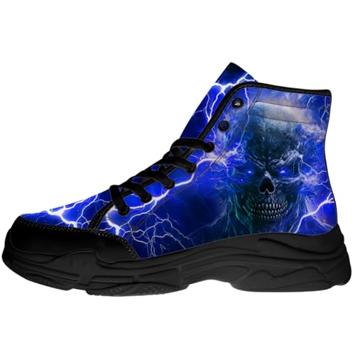Skull Shoes for Men Lace-Up Canvas High Top Sneakers Gifts for Him Her