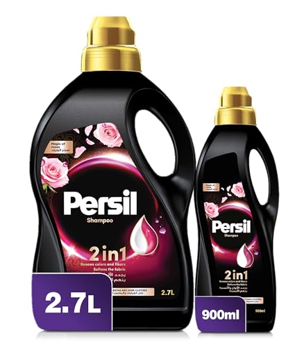 Persil 2in1 Abaya Wash Shampoo Liquid Detergent With a Unique 3D formula For Black Colour Renewal Abaya Softness and Long-lasting Fragrance Rose 2.7L + 900ML