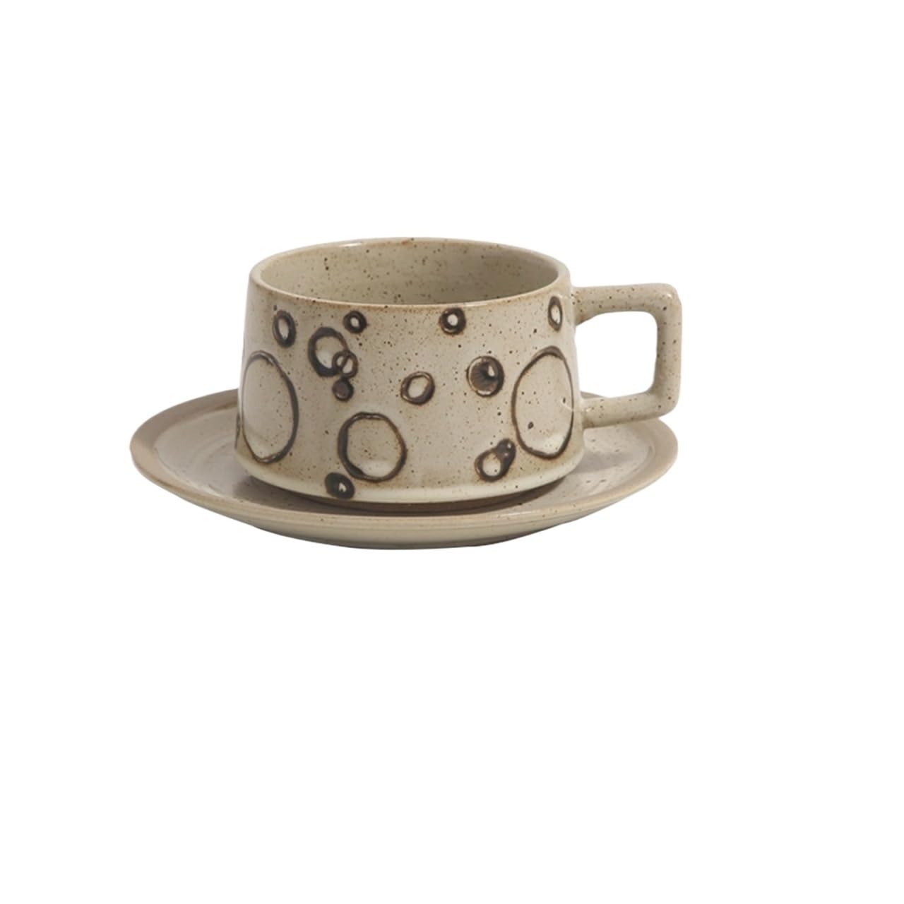 LIBANGRONG-888 Mugs Household Retro Pattern Coffee Cup Oatmeal Milk Breakfast Restaurant Ceramic Commercial Mug 220ml Milk Tea Cup