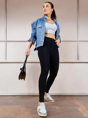 Image of Miss Chase Women's Skinny High Rise Regular /Cropped Length Stretchable Denim Jeans